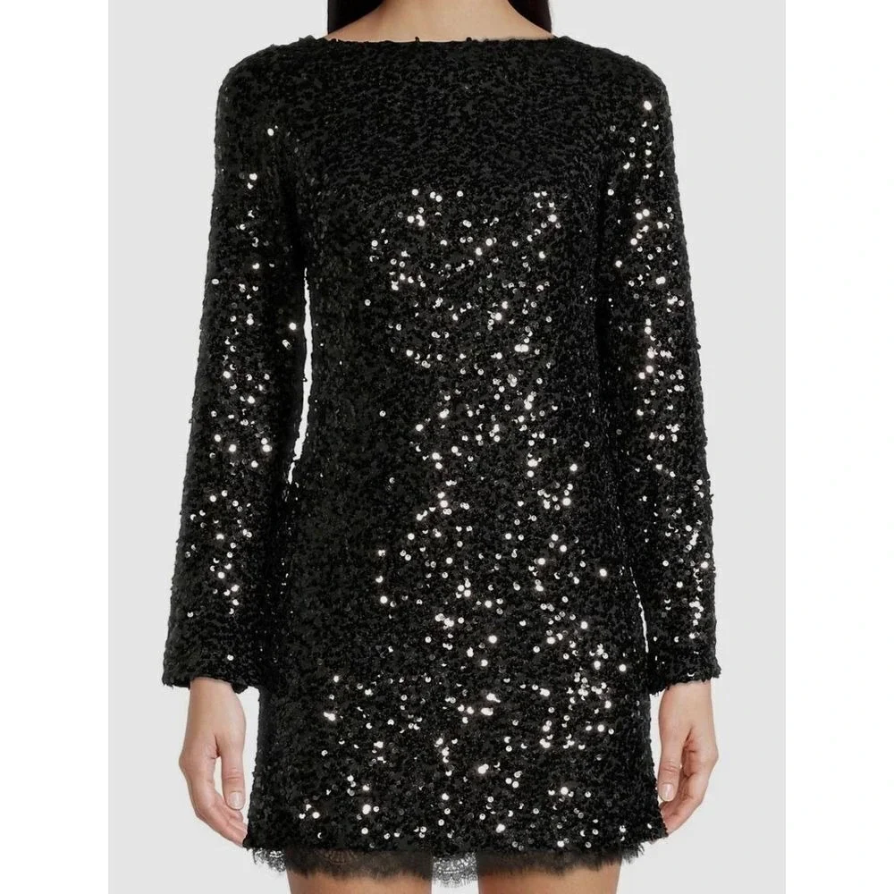 Sachin & Babi NWT Cameron Sequin-embellished Mini Dress In Black Sz 10 MSRP 395‎